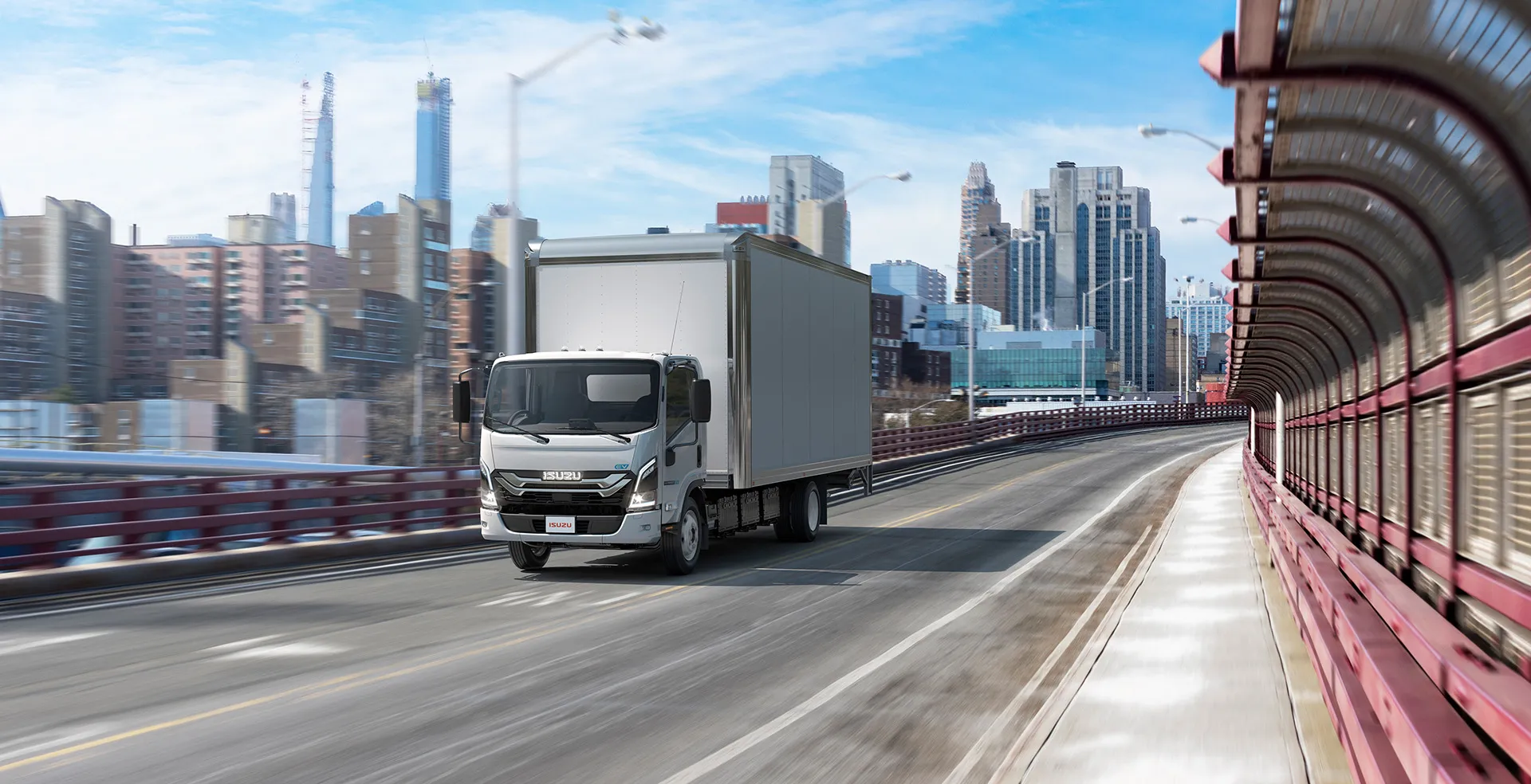 Isuzu NRR EV on elevated highway